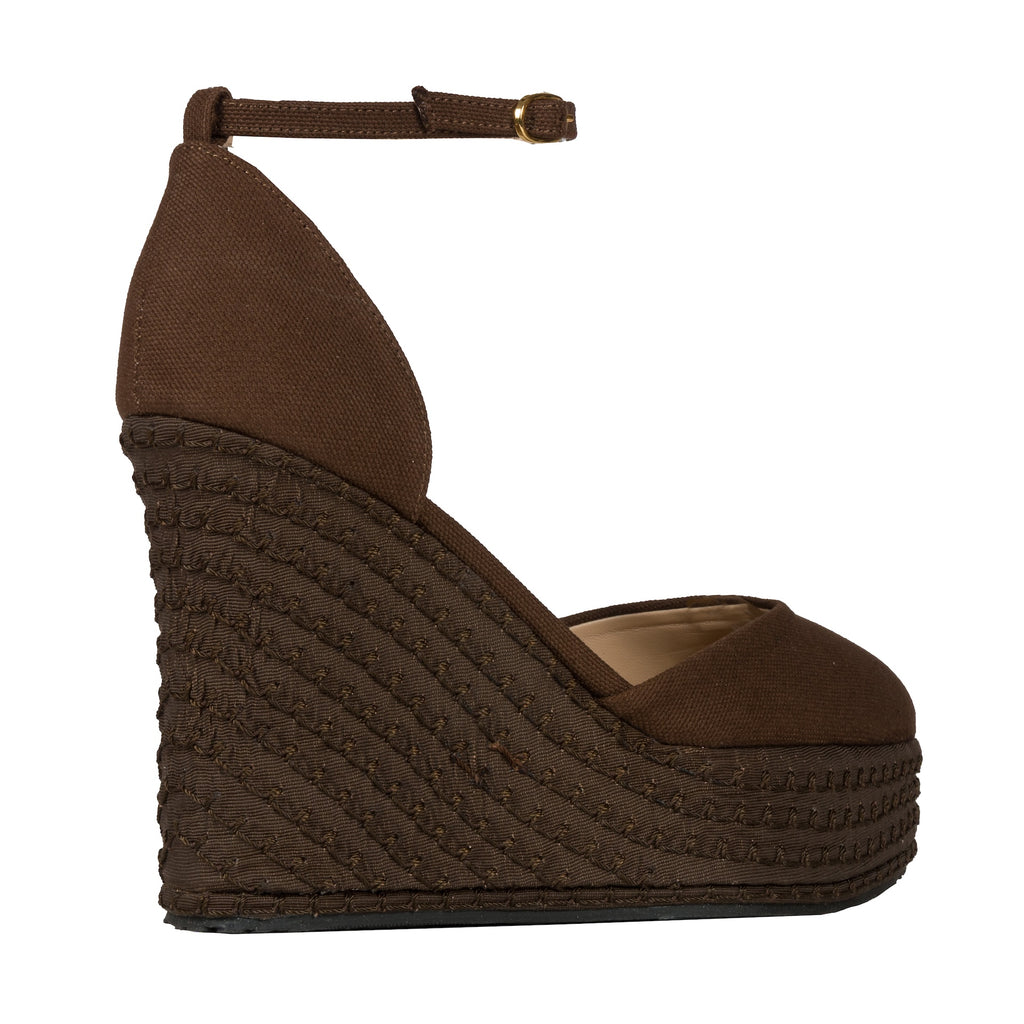 CIOCCOLATO - PLATEAU WEDGES WITH ANKLE LACE