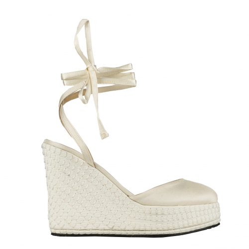 SNOW WHITE - PLATEAU LACES WEDGES