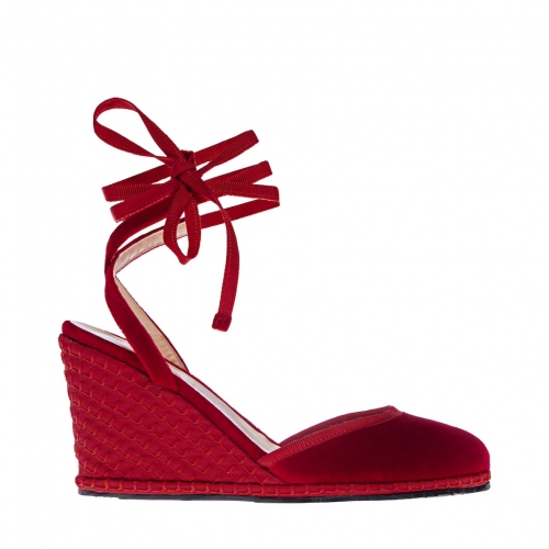 CHERRY  - LACES WEDGES