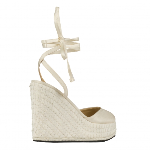 SNOW WHITE - PLATEAU LACES WEDGES